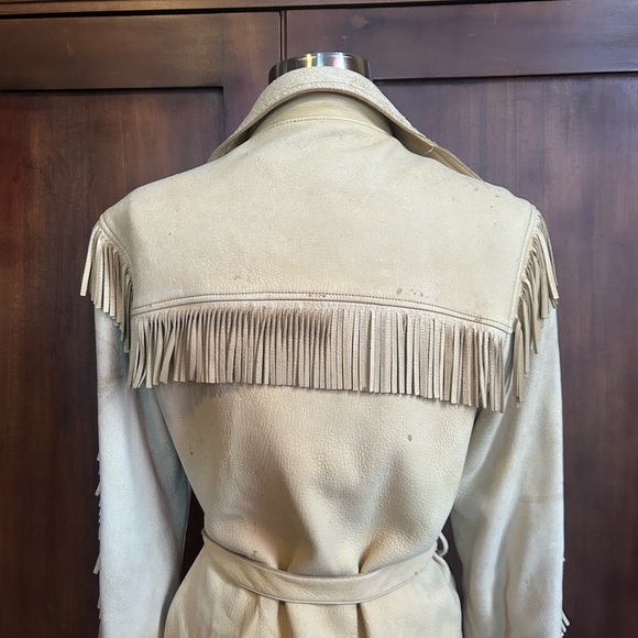 40s 50s Natural Tanned Deerskin Fringe Jacket S - Picture 4 of 14